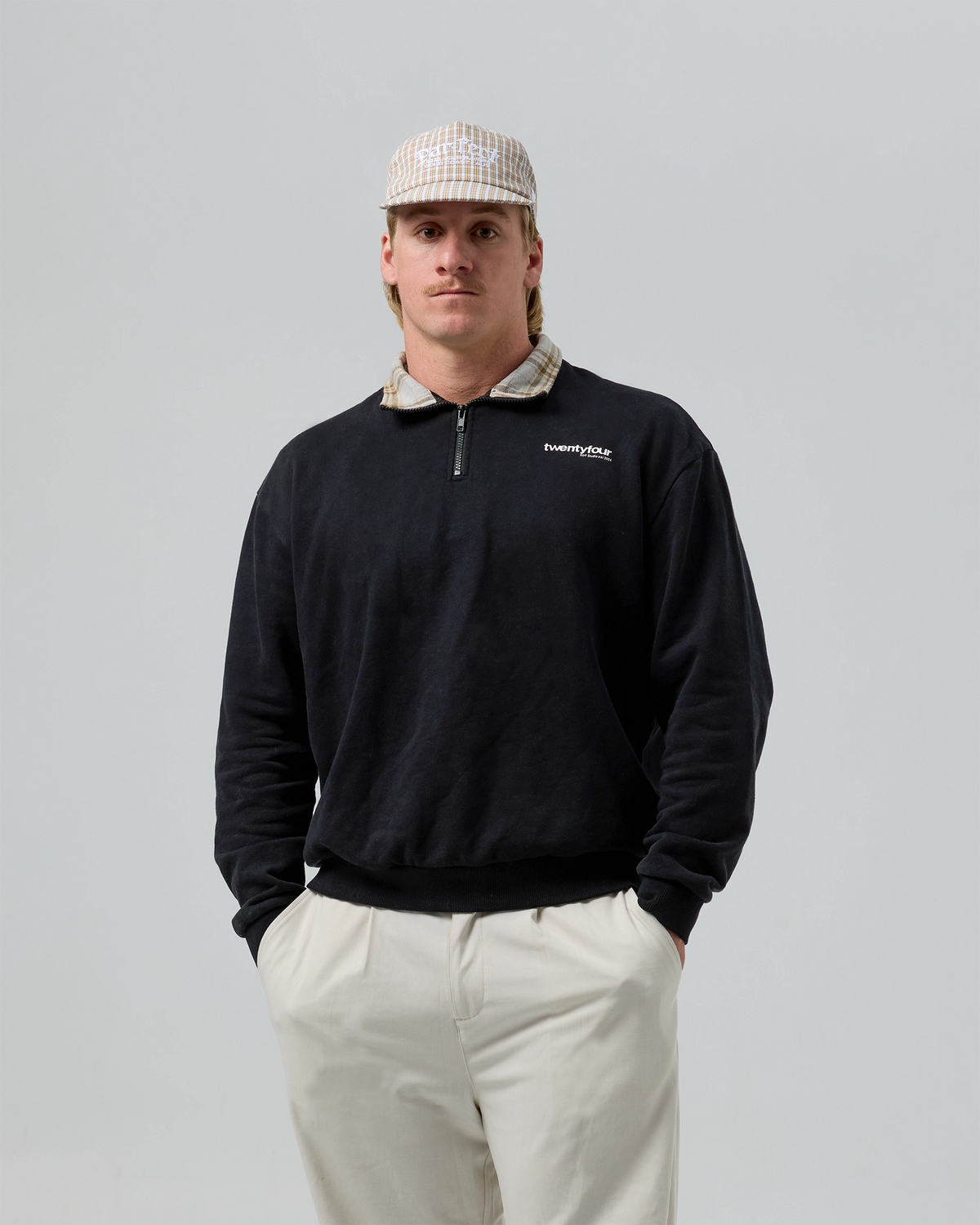 Plaid Quarter Zip Jumper-4